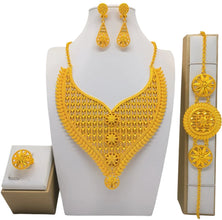 New Bridal Jewelry Set Dubai Necklace Earrings For Women Wedding 24k Gold Plated African Jwellery Bridesmaid Party Gift
