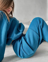 Hoodies Suit Winter Autumn Solid Casual Tracksuit Women Fleece 2 Pieces Set Sports Sweatshirts Pullover Jogger Sweatpants Outfit