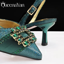 Nigeria Elegant Noble Party Wedding Shoes And Bag Pointed Toe Decorated With Rhinestone Women's Heel Shoes