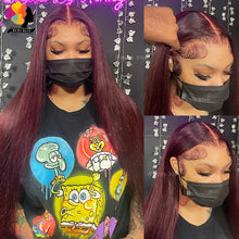 Colored Red Straight Lace Front Human Hair Wig 13x4 13x6 Transparent Lace Frontal Wigs Burgundy Human Hair Wigs for Black Women