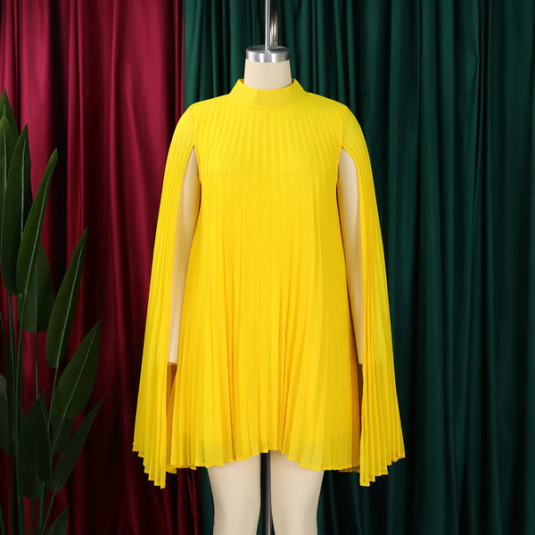 Chiffon Dress for Women Elegant 2024 New Round Neck Batwing Sleeve Loose Knee Length Luxury African Birthday Party Dinner Dress