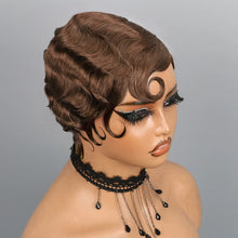 Finger Wave Pixie Human Hair Wigs For Women 180% Density