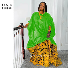 Gold and White African Bazin Rich Dress Robe For Noble Lady Wedding Party Gown White Nigerian Dashiki Robe Long Sleeves Dresses