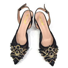 Venus Chan Nigerian Elegant Lace Net Style Green Crystal Low Heel Shoes And Three-Dimensional Mini Bag Commuter Women's Shoes