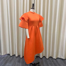 Elegant Party Dresses for Woman 2024 New O Neck Ruffles Sleeve High Waisted Asymmetric Mid Calf Luxury Birthday Dinner Vestidos