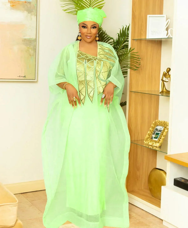 African Attire For Women Abaya Embroidery Plus Size Elegant Party Church Dress