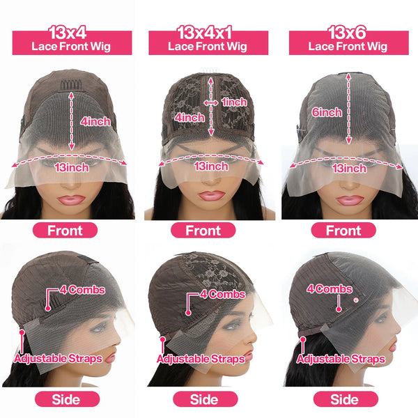 Dark Red Loose Deep Wave 13X6 13X4 Lace Front Wigs Human Hair Transparent  200% Density 100％ Human Hair Wigs For Women