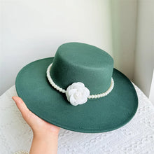 French Style Fedora Hat for Women 10CM Wide Brim Flat Top Felt Hat Winter Autumn Derby Wedding Jazz Hats