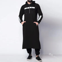 5XL Men's Sweatshirt Long Sleeve Hooded Drawstring Long Sweatshirt Vintage Striped Pockets Robe Man Casual Tops