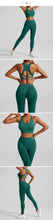 Seamless Yoga Set Two Piece Set Womens Outifits Workout Gym Set Fitness Clothing Tracksuit Backless Crop Top Leggings Sport Suit