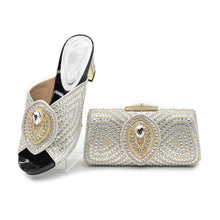 Italian Ladies Shoes and Bags To Match Set Decorated with Rhinestone Plus Size Shoes Women Heel Women Shoes and Bag Set In Italy