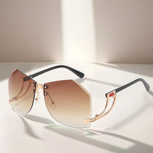 New Fashionable Frameless Sunglasses for Women's Personality Trend Hollow out Mirror Legs Irregular Ocean Lens Glasses UV400