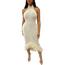 CM.YAYA Knitwear O-Neck Women Sleeveless Tassel Bodycon Long Dress 2025 Spring Sexy Night Club Birthday Party Evening Dresses