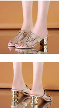 2021 New Hot Glitter Mesh Women Sandals Summer Fashion Outdoor Peep Toe Casual Beach Slippers Thick Heel Slip on Women Sandals