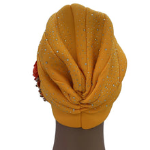 Elegant African Turban Cap with Shiny Rhinestone Ready to Wear Nigeria Auto Gele Headtie Party Women's Head Wrap Bonnet Turbante