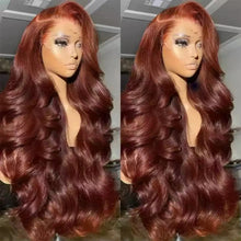 Brazilian Reddish Brown 13x4 13x6 HD Lace Front Wigs Body Wave Human Hair Copper Red 200%Density Lace Frontal Wig Long 34 36Inch