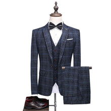Traje De Hombre Elegante (Blazer+ Vest + Pants) Men's Fashion Business Gentleman Wedding Casual Plaid Cotton Linen British Suit