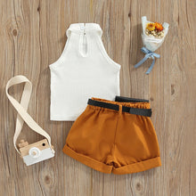 Newborn Toddler Baby's Clothes Girls 3PCS Summer Outfits Sleeveless Halter Tops Shorts Waist Bag Children's Clothing Set