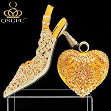 QSGFC New Shoes and Bags Matching Set 2024 Nigerian Women Heel Party for Women Fuchsia Colour Italian Design Wedding INS Design