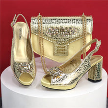 2025 Fashion Open Toe Women Strange Heels Bigger Size Fashion Rhinestone Decoration Purple Shoes And Bag Set Party Bag