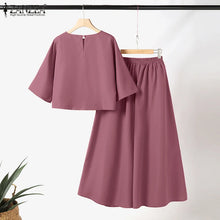 ZANZEA 2PCS Women Summer Pant Sets Casual Solid Work Outfits 3/4 Sleeve Blouse Wide Leg Trousers Suit 2025 Fashion Matching Sets