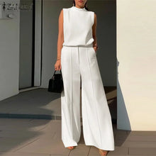 Elegant Chic Women's 2 Pieces Sets ZANZEA Woman 2025 Tracksuits Fashion 2pcs Outfits Suits Tank Tops and Wide Leg Pants Sets