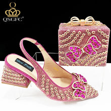 QSGFC Italian Design Clutch Dual Use Full Diamond High Heels Exquisite Gift-Box  And High Heels For Party Women Shoes