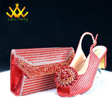2025 Special New Arrivals Italian Women Shoes and Bag to Match in Green Color with Platform Shinning Crystal Sandal for Wedding