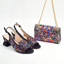 New Fashion Italian Shoe and Bags Matching Set Decorated with Rhinestone Luxury Designer Women Party Pumps Elegant Bridal Shoes