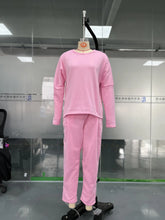 Women Two Piece Pant Sets Solid Full Sleeved Tops Round Neck Casual Midi Waist Long Pants Pockets Regular Elegant Lady