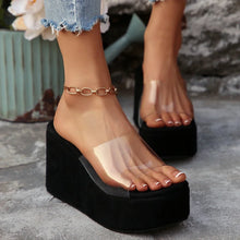 Trade Big Size New Style One-Strip Transparent Toe Exposed Platform Thick-Heeled Waterproof Platform Slippers Women's Slippers