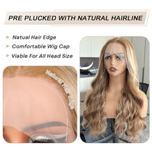 13x6 Body Wave Highlight Lace Front Synthetic Ombre 13x4 Lace Frontal Wigs Honey Blonde Colored Wigs For Women