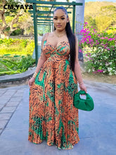 CM.YAYA Women Leopard Spaghetti Strap Loose Wide Leg Sleeveless Jumpsuit 2023 Summer Street Playsuit One Piece Suit Romper