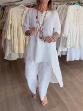 2024 Europe and the United States cross-border summer new, pure color casual long-sleeved cotton and linen suit women