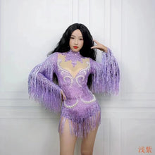 Stage Latin dance cha-cha dance practice suit stretch slim skirt fringe flash small diamond pearl design suit