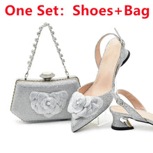 Ladies Shoe and Bag Set Latest Designers Luxury Italian Party Shoes and Bag Set for Women Rhinestone Wedding Bride Shoes Woman