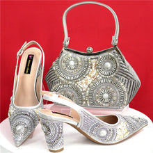 Spot Goods Elegant Streamlined Pointed Toe Women's Shoes Matching Flower Basket Handbag Party Women's Shoes And Bag Set