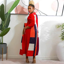2023 Fashion African 3/4 Sleeve Polyester Plus Size O-Neck Pleated Long Dress Dashiki African Clothes African Dresses for Women