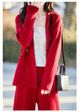 100% Merino wool fall/winter new women's sweater crewneck hooded Cardigan Fashion all-in-one warm pants suit