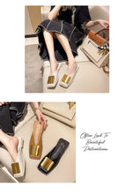Baotou Slippers Women Wear 2024 New Korean Version of Lazy Metal Buckle Sandals Slip-on Sandals