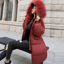 Women's Winter Down Faux Fur Thick Hooded Jacket
