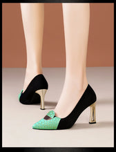 Sexy Fashion Style Women's Heeled Shoes Pointed Tip High Heels One Kick Retro Women Shoes Suede 2025 New Spring Zapatos De Mujer