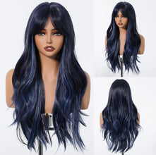 Long Black Green Mix Cospaly Wig Synthetic Hair High Quality Wig for Women Party Daily Use Heat Resistant Straight Natural Wigs