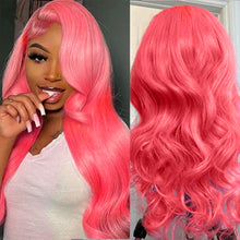 30 32 inch 250% Body Wave 13x4 13x6 Hd Lace Frontal Wig Pre Plucked Transparent Colored Lace Front Pink Wig For Women Glueless