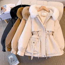 Women Winter Big Fur Hooded Collar Long Parka