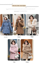 Women's Long Fashionable Hooded Winter Fur Collar Jacket
