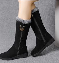 Warm High Fur Boots Women Winter Chunky Mid-calf Boots