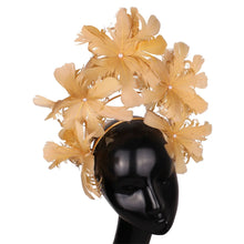 Elegant Women Wedding Hair Fascinator Accessories Headband Bridal Party Show Headwear Fancy Blue Feather Flower Hair Accessories