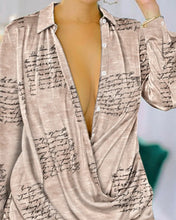 Women Urban Blouses 2024 Spring Summer Hot Selling Sexy Deep V-Neck Fashion Printed Long Sleeved Shirt Dress Loose Versatile Top