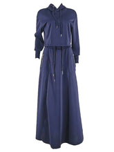 CM.YAYA Fashion Women's Set Long Sleeve Hooded Sweatshirt and High Side Split A-line Maxi Skirt Suit 2024 Two 2 Piece Set Outfit